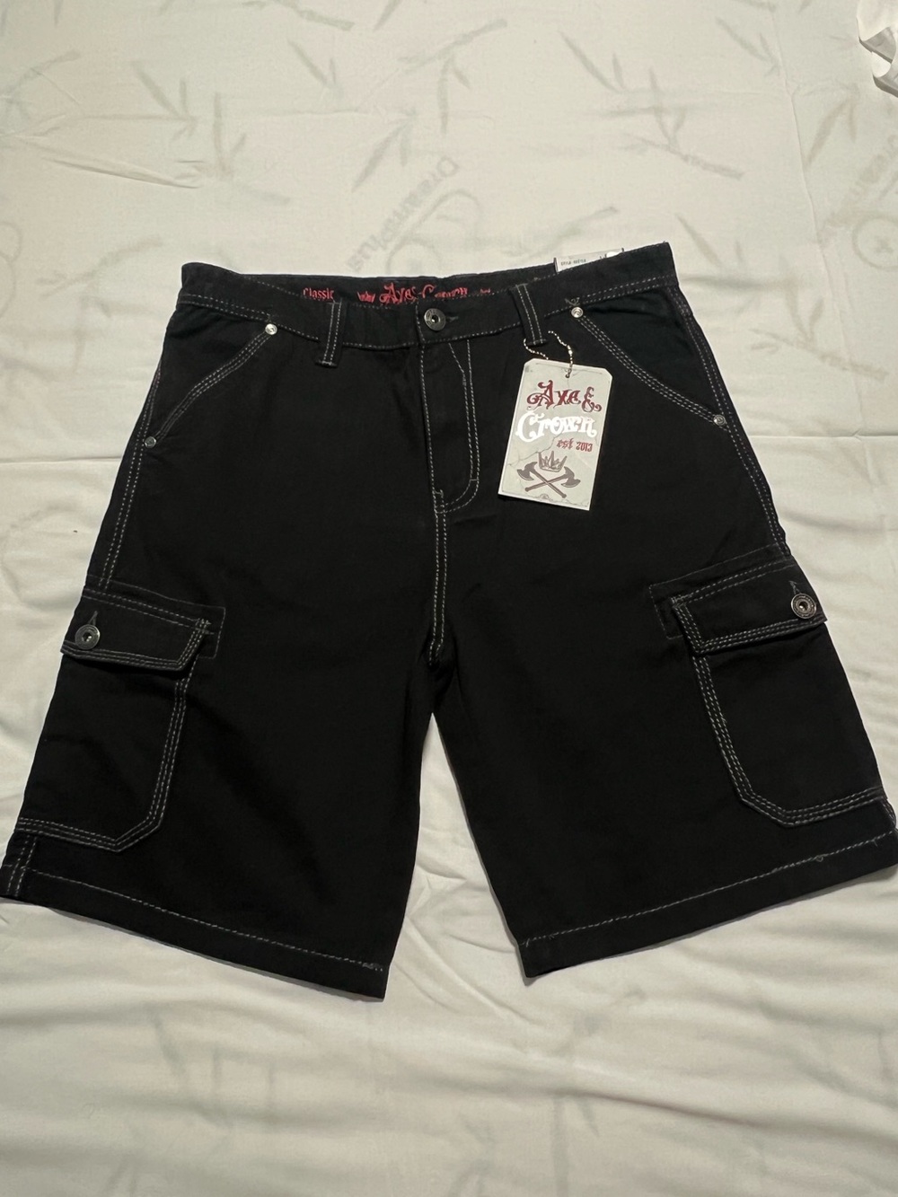 Axe & Crown Black Cargo Shorts Size 34 NWT Y2K Baggy